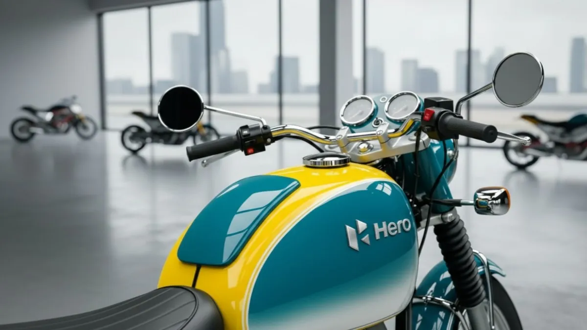 Hero Xtreme 160R sports bike displayed in a premium showroom with a muscular fuel tank and modern LED headlamp.